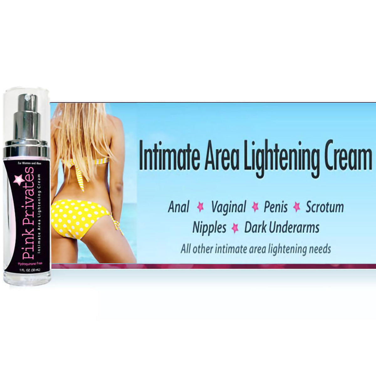 Pink Privates Intimate Area Lightening Cream Vaginal Anal Body Action Bleach