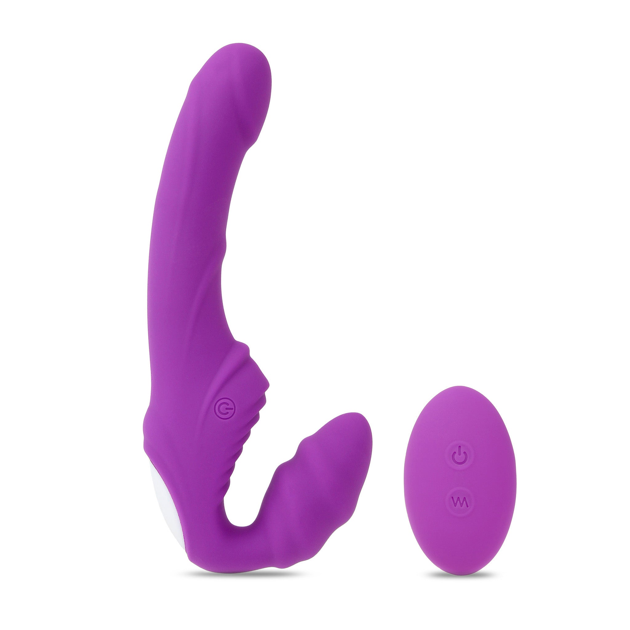 Cordless Remote Vibrating Strapless Strap-On Dildo Double Penetration Dong