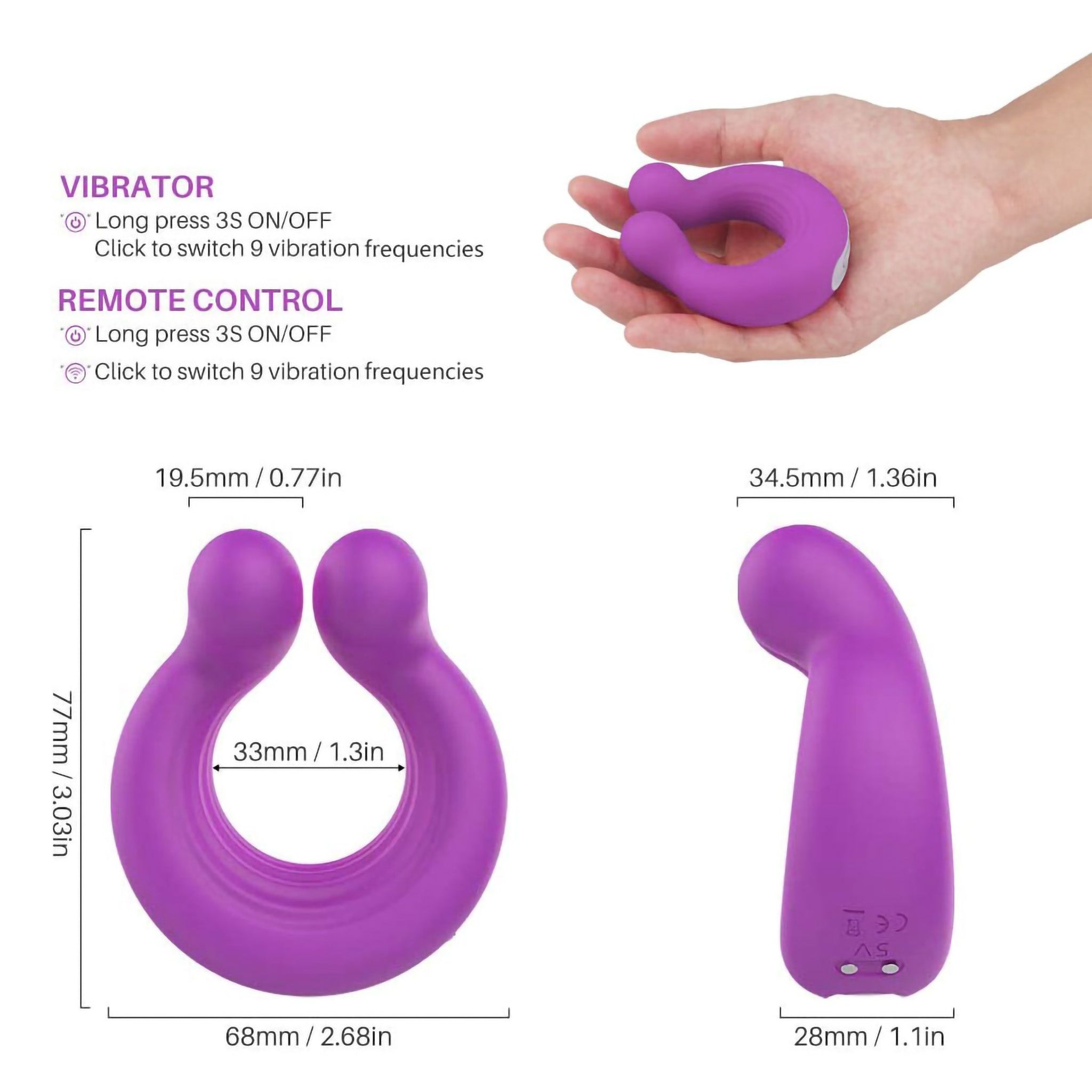 Remote Control Vibrating Penis Cock Ring Clit Nipple Vibrator Couple Sex Toys