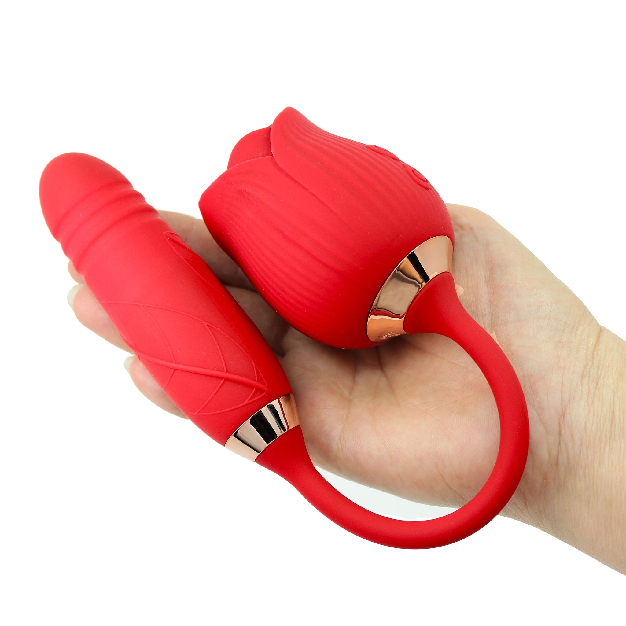 Dual Sucking Rose Thrusting Vibrating Egg Bullet Vibrator Women Sex Toys