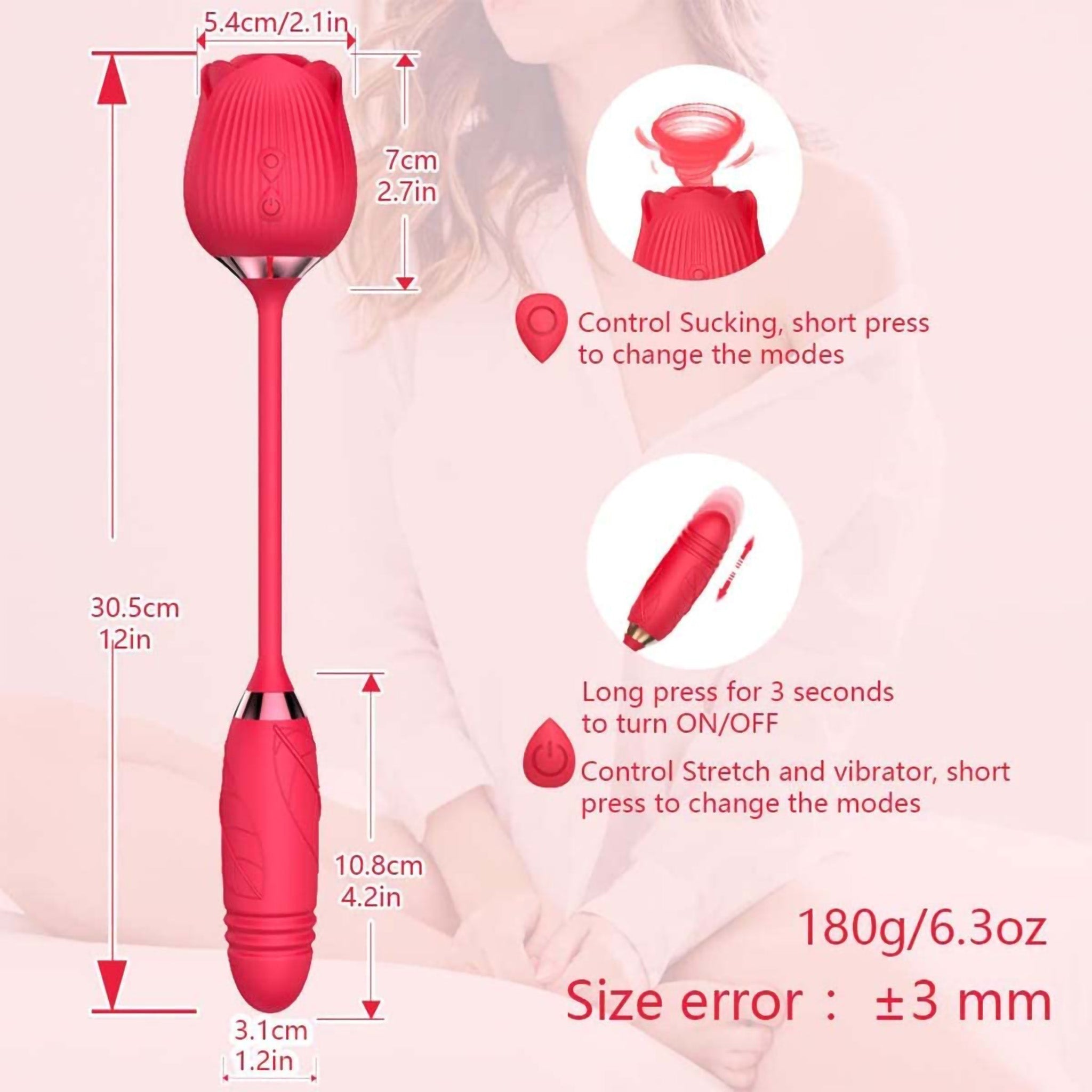 Dual Sucking Rose Thrusting Vibrating Egg Bullet Vibrator Women Sex Toys