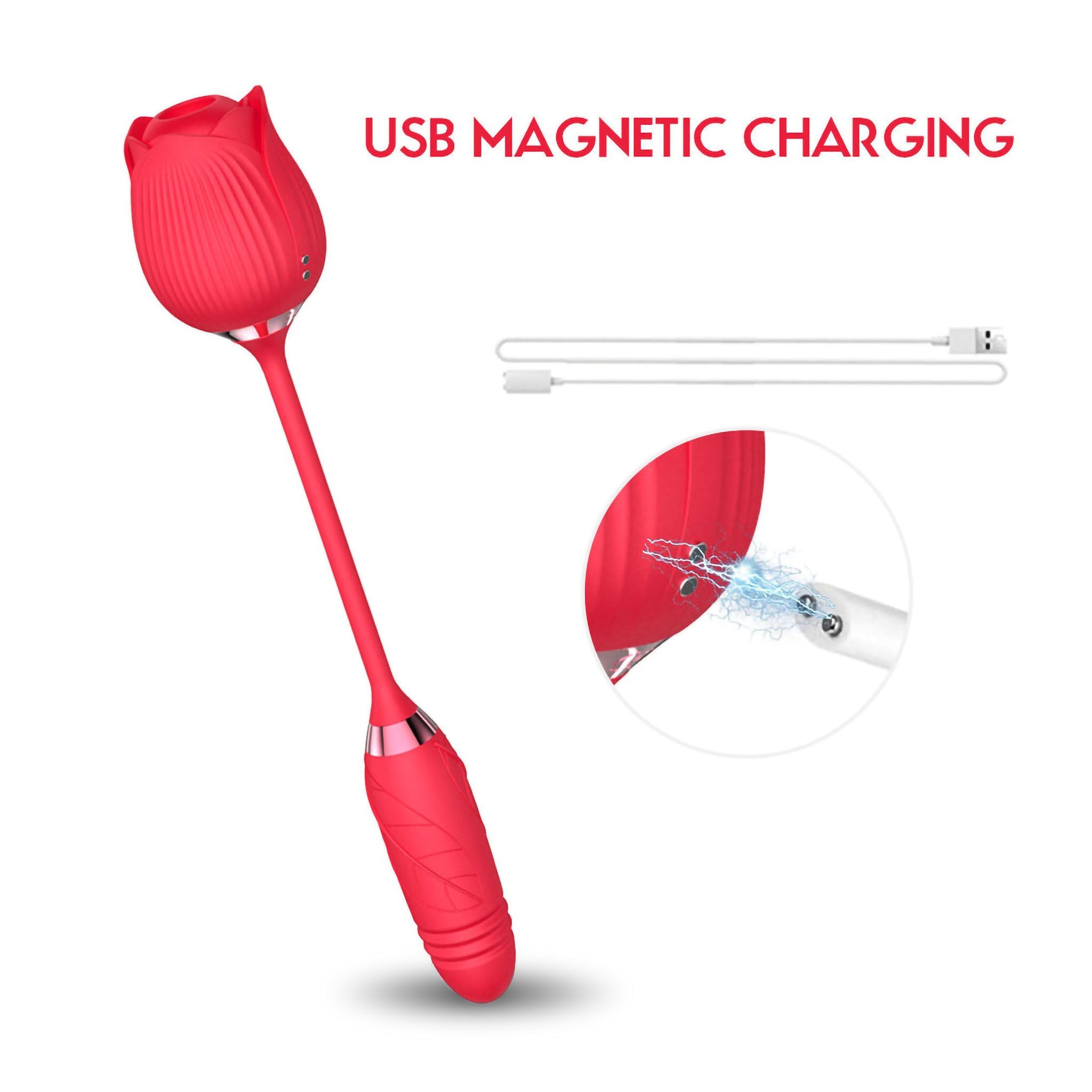 Dual Sucking Rose Thrusting Vibrating Egg Bullet Vibrator Women Sex Toys