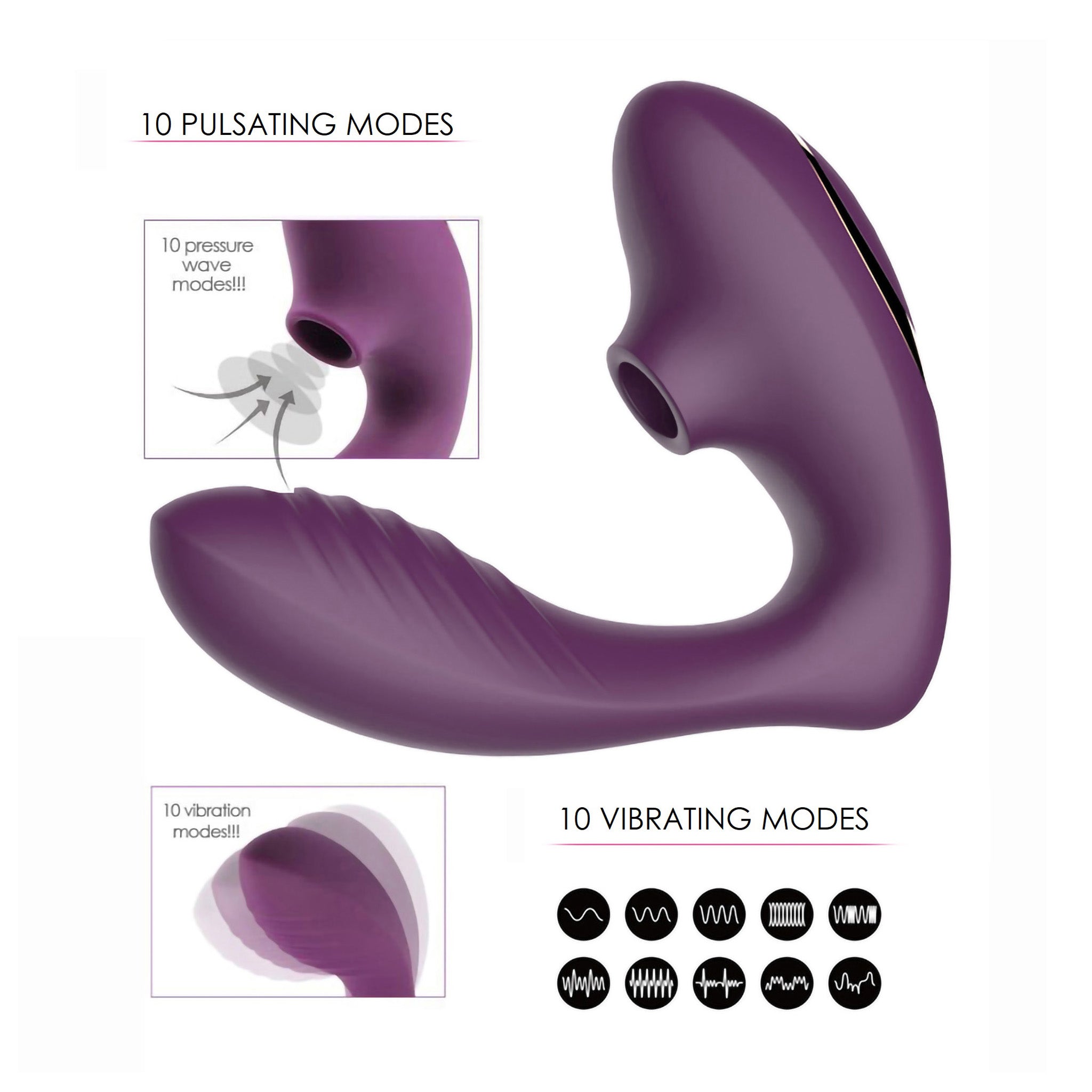 Dual Clit Sucking G-spot Vibrator Stimulator Massager Sex Toy for Women Couples