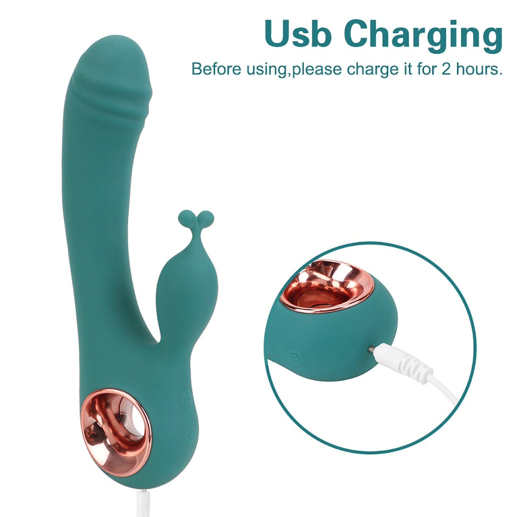 Rechargeable Silicone Rabbit Clit G-spot Dual Vibrator Sex Toys for Women Couple