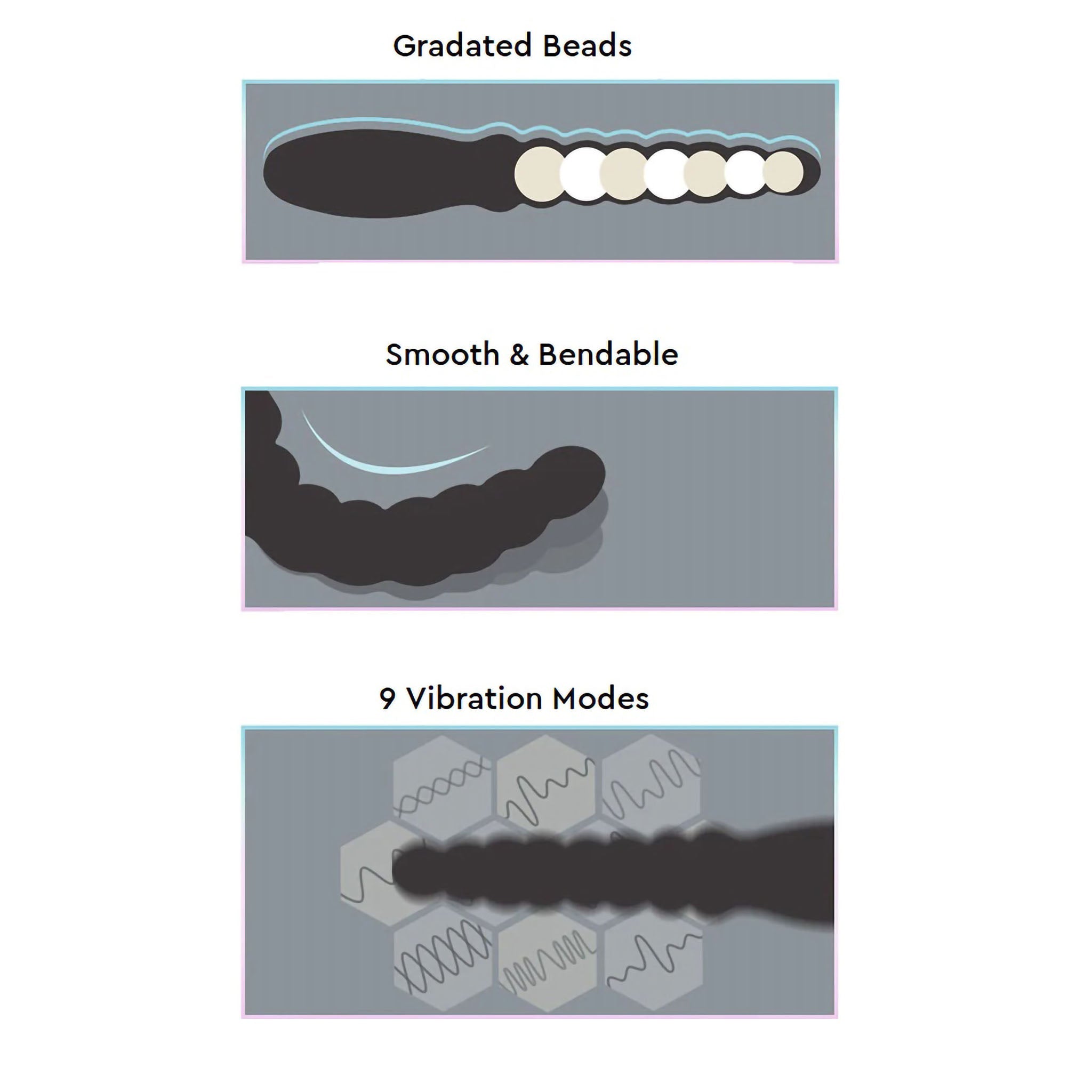 Silicone Rechargeable Vibrating Beaded Anal Plug Beads Vibrator Anal Sex Toys