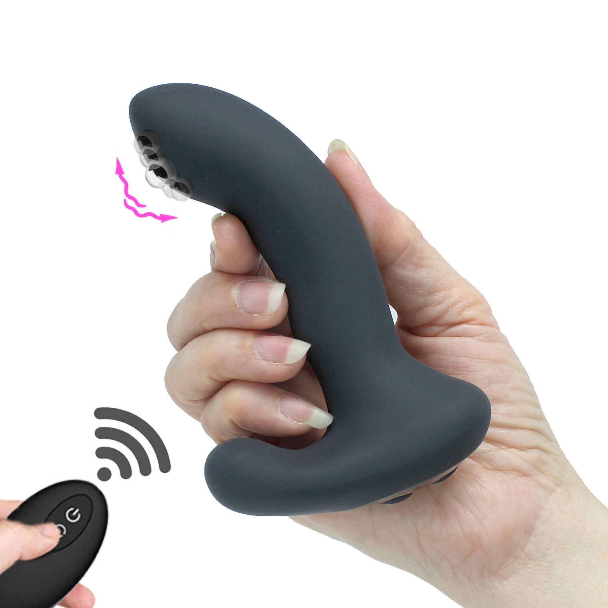 Wireless Silicone Anal Stimulator Prostate Massager Probe Vibrator Rolling Beads