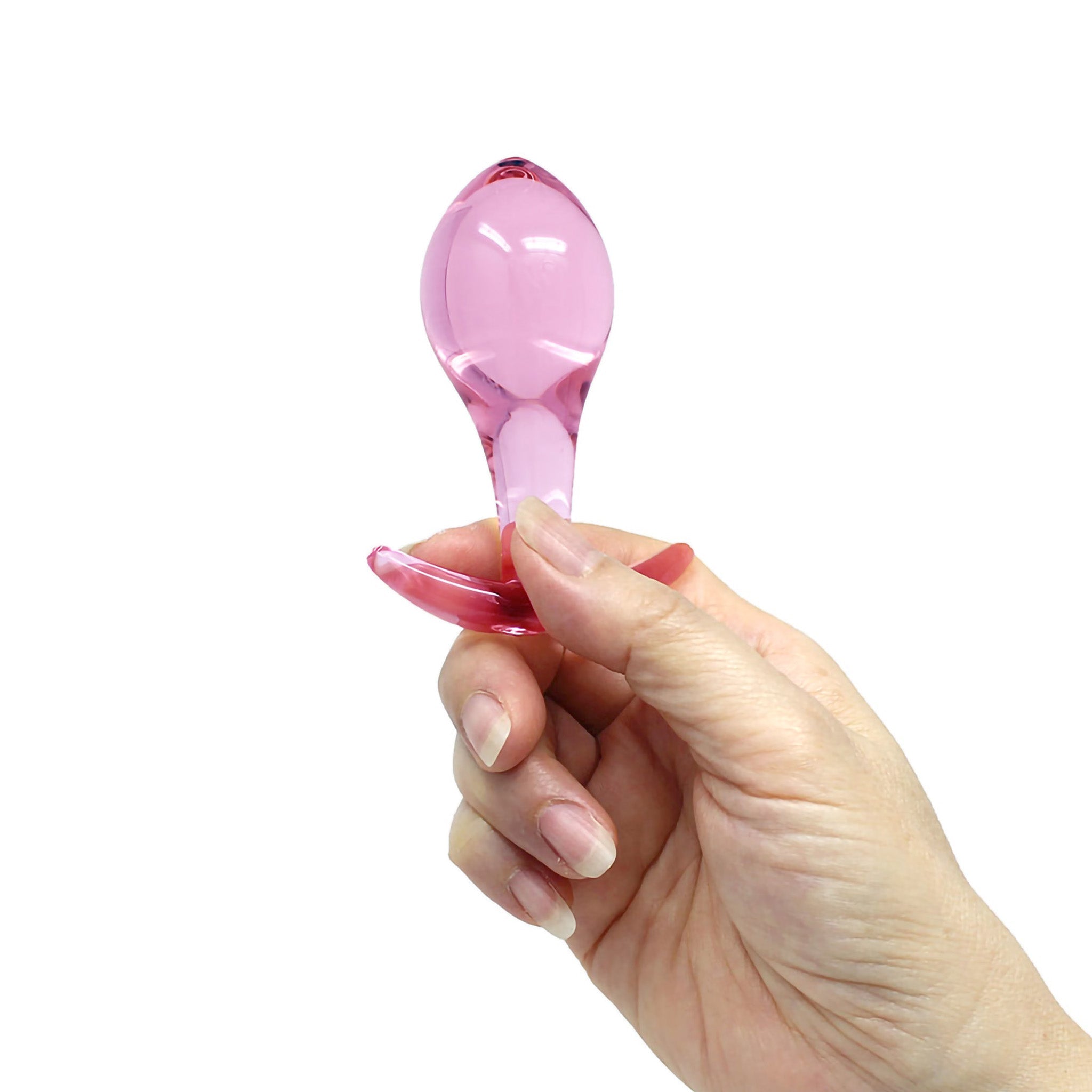 3.35" Wearable Pink Glass Anal Butt Plug Dildo Beginner Anal Trainer Sex Toys