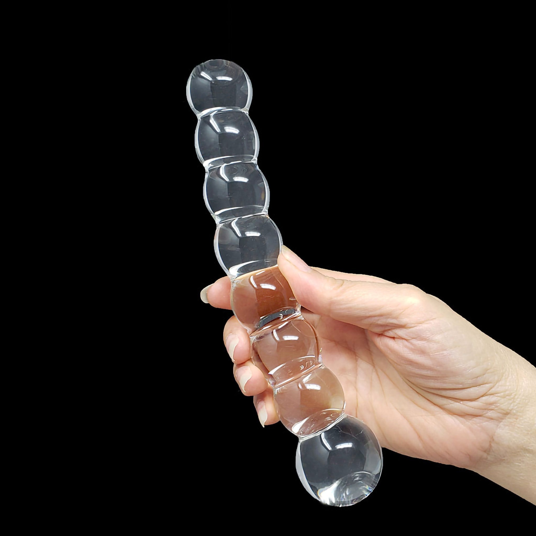 Curved Beaded Glass G Spot Anal Dildo Wand Beads Butt Plug Anal Plug Sex Toys