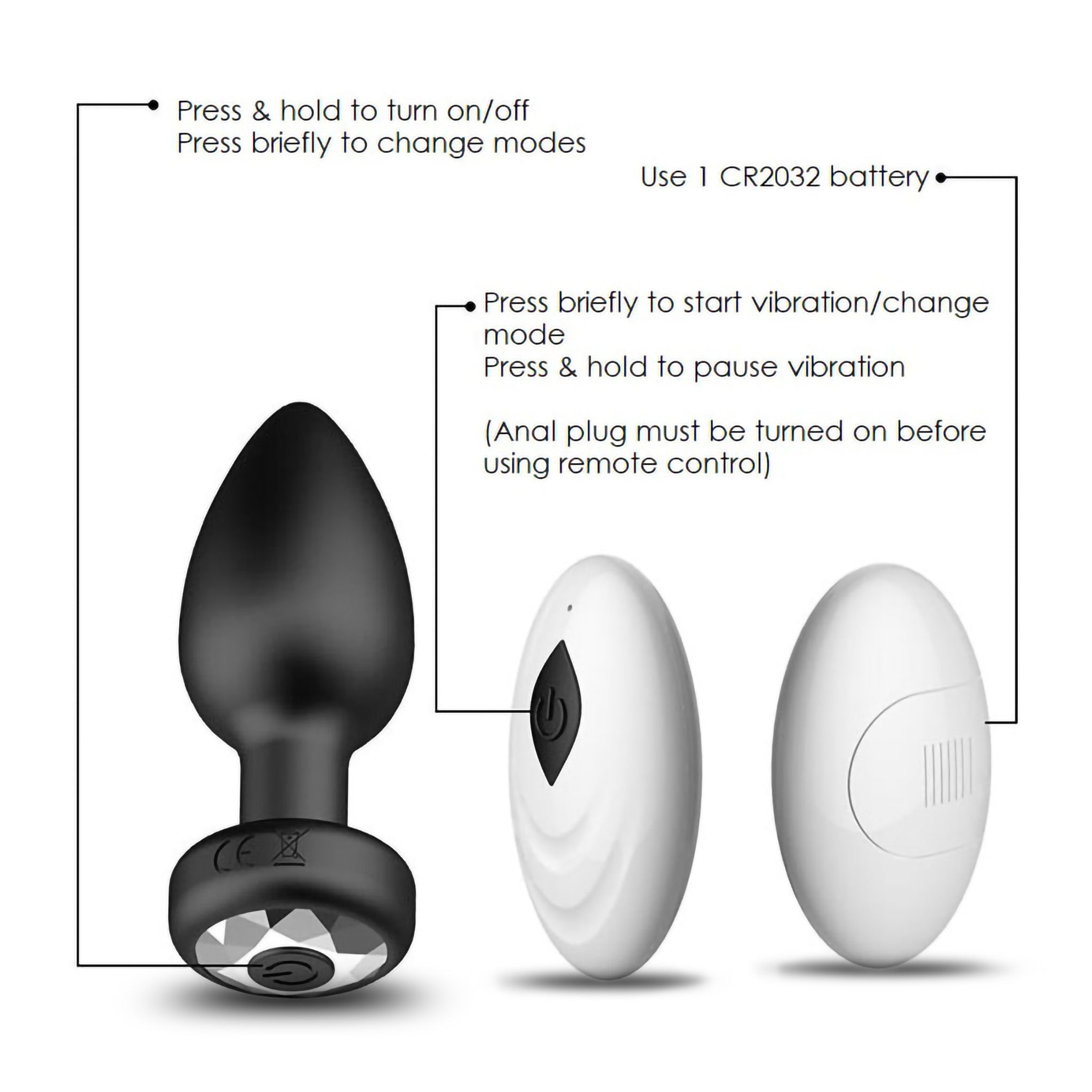 Remote Control Vibrating Anal Butt Plug Vibrator Sex Toys for Women Men Couple