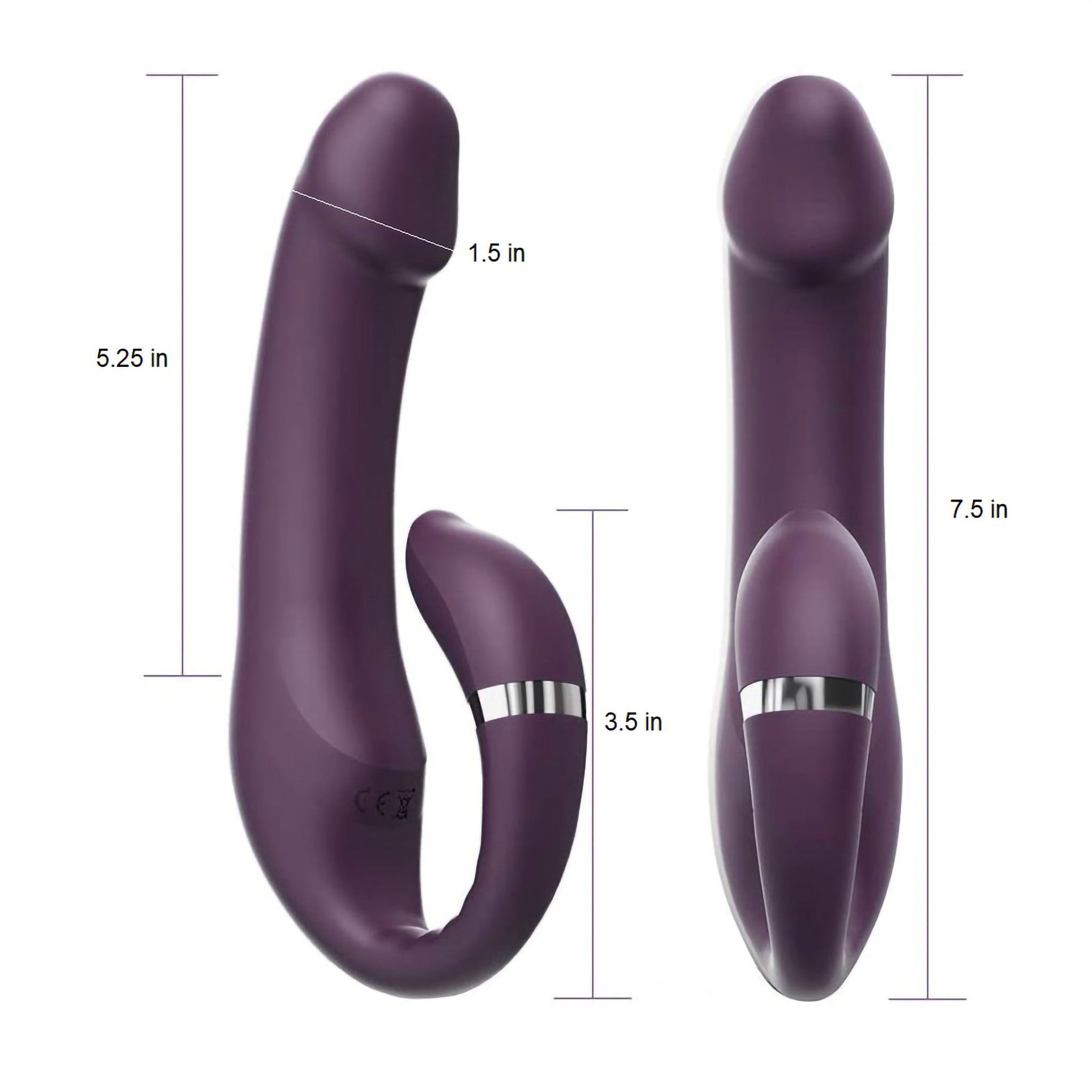 Silicone Vibrating Strapless Strap-on Clit G-spot Vibrator Double Ended Dildo