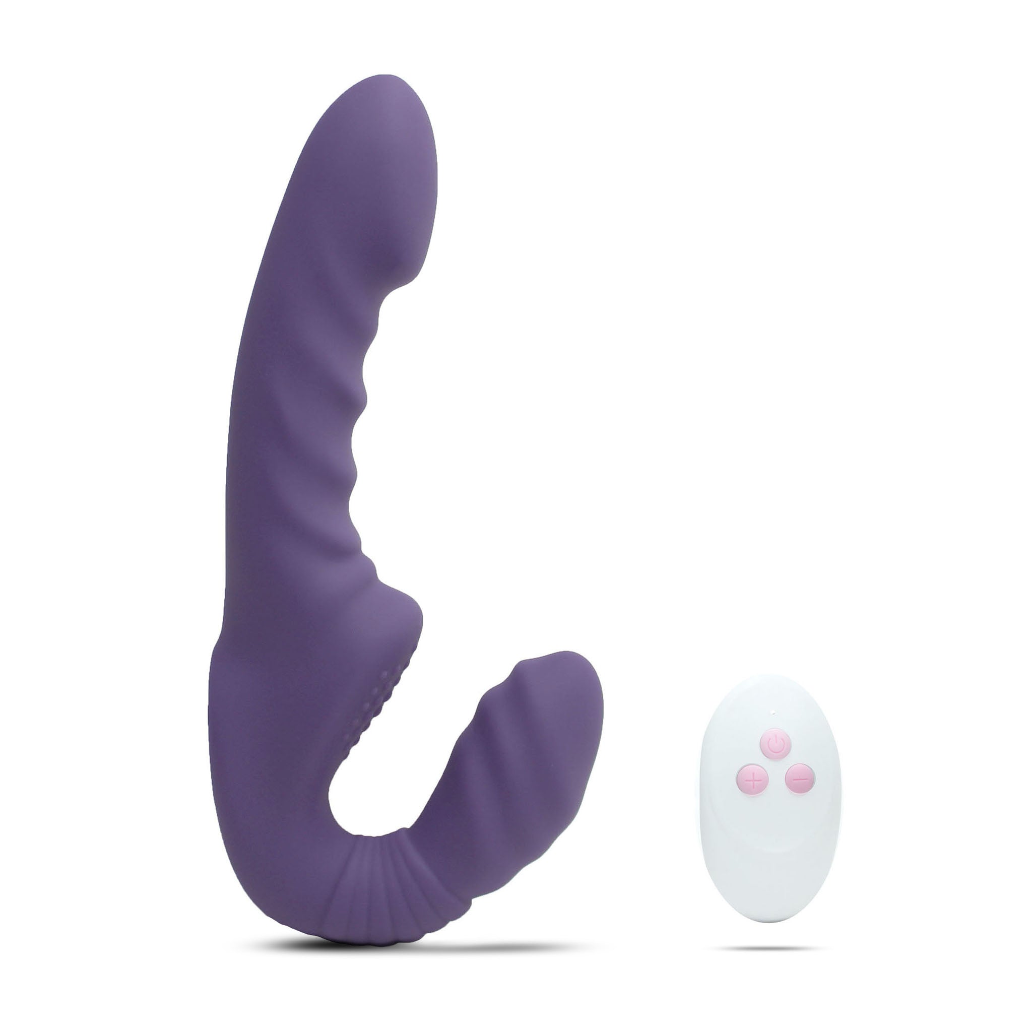 Cordless Remote Vibrating Strapless Strap-On Dildo Double Penetration Dong