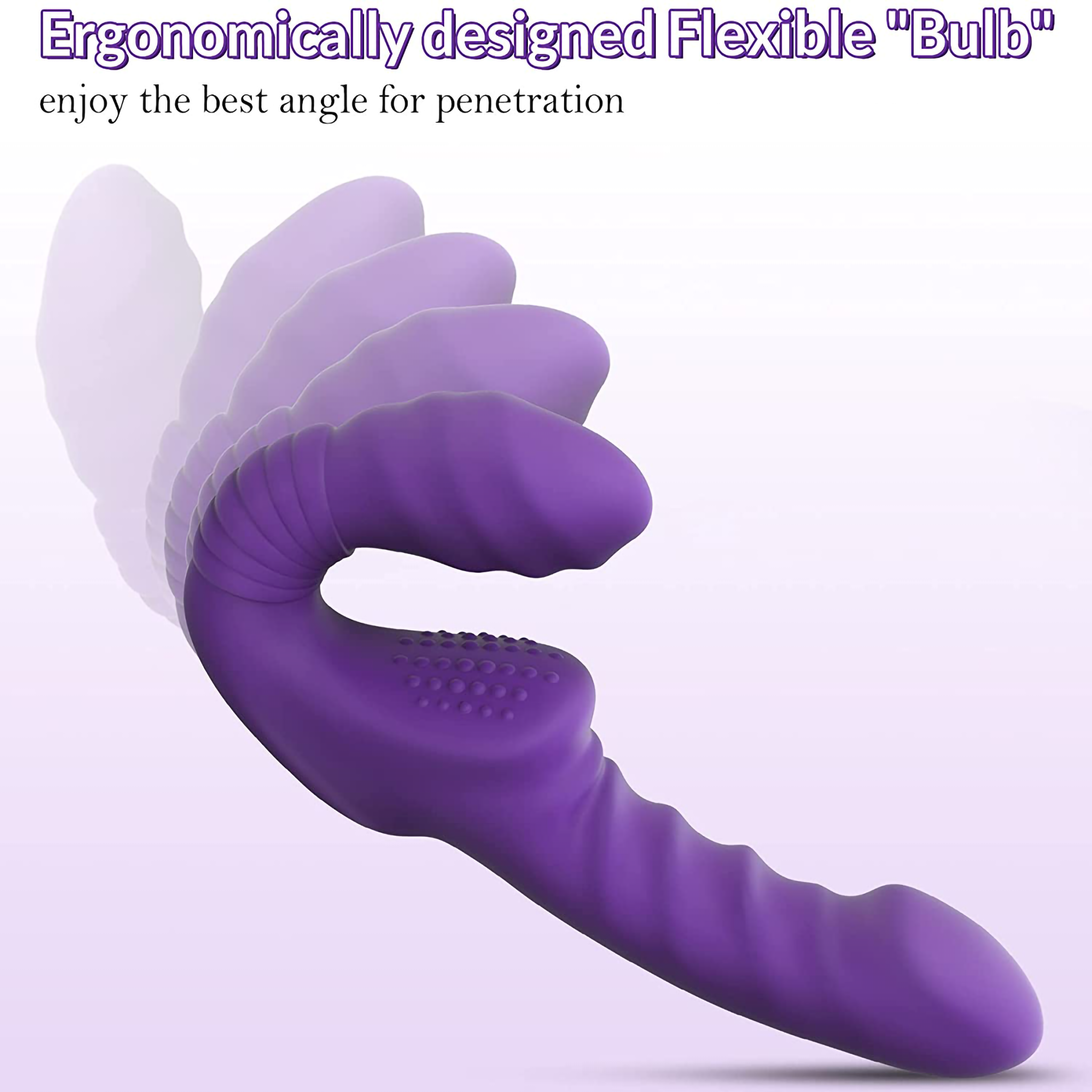 Cordless Remote Vibrating Strapless Strap-On Dildo Double Penetration Dong