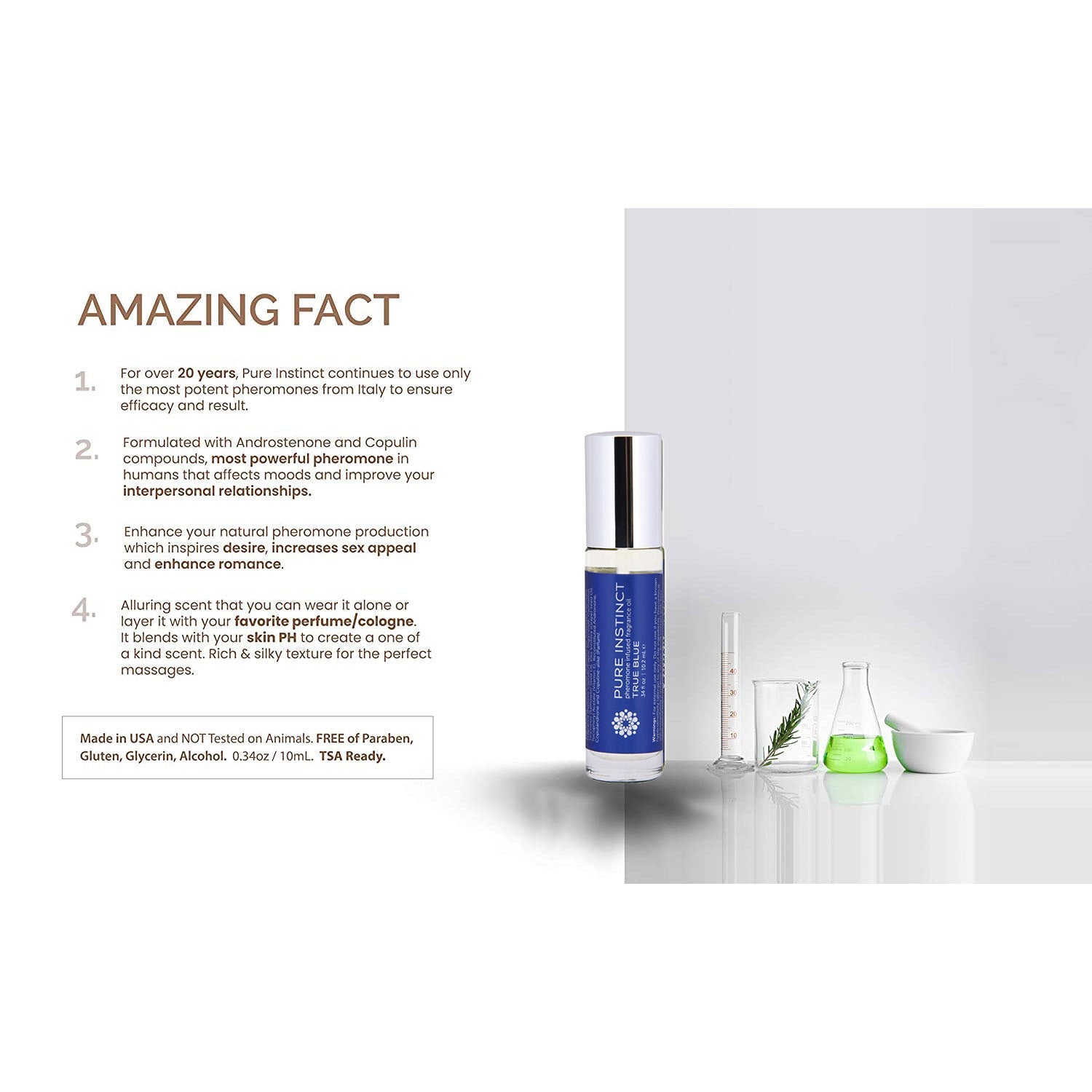 Pure Instinct Pheromone Perfume Oil Sex Cologne Roll On True Blue