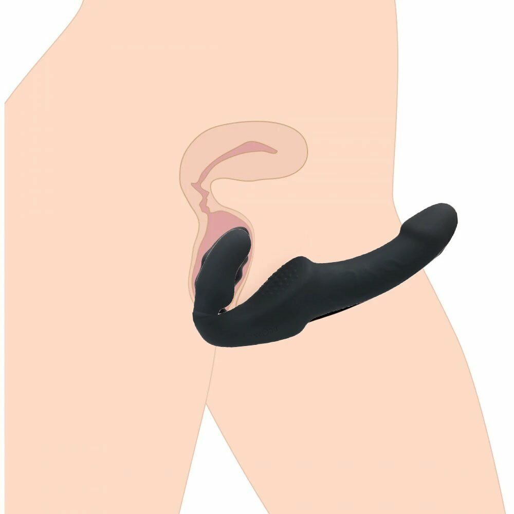 Vibrating Strapless Strap On Dildo Vibrator Double Penetration Ended Dong