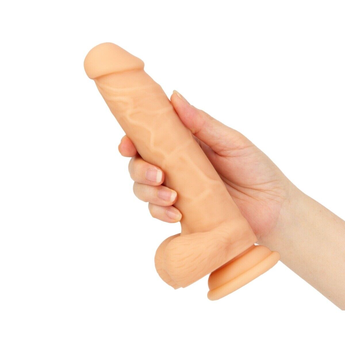 8" Silicone Realistic G-spot Anal Dildo Cock with Balls Suction Cup Sex Toys