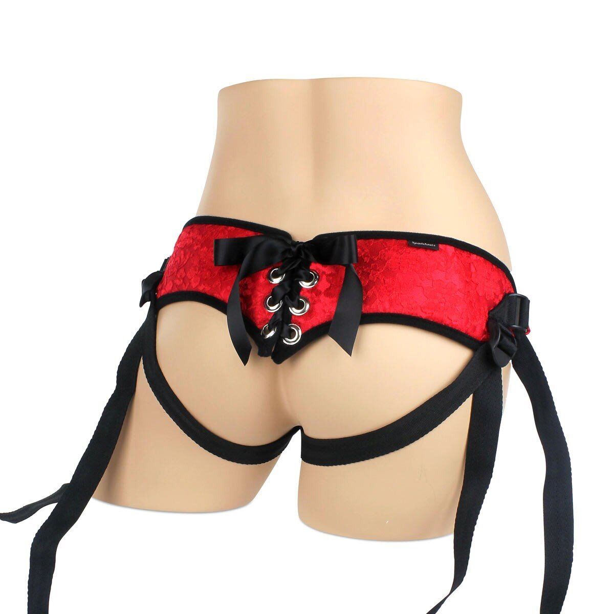Sportsheets Red Lace Corsette Strap-On Harness with 3 Rubber O-rings