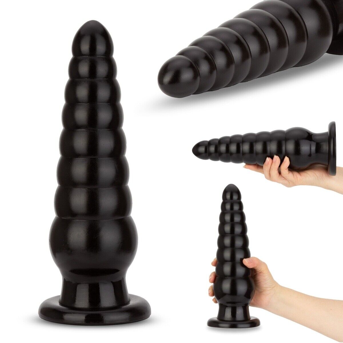 10" Ribbed Huge Extra Large Super Big Anal Stretcher Butt Plug Dildo Sex Toy