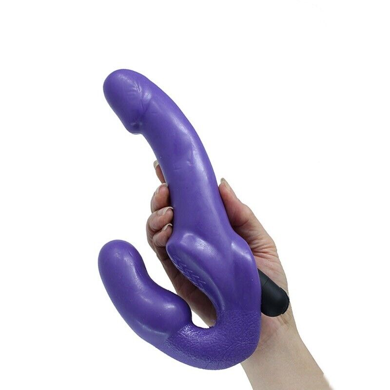 Vibrating Strapless Strap On Dildo Vibrator Double Penetration Ended Dong