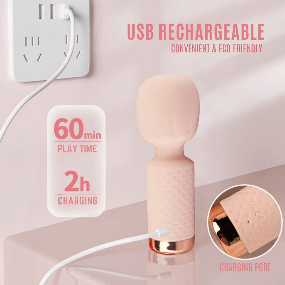 10 Function Mini Silicone Female Body Massager Wand Pocket Travel Vibrator