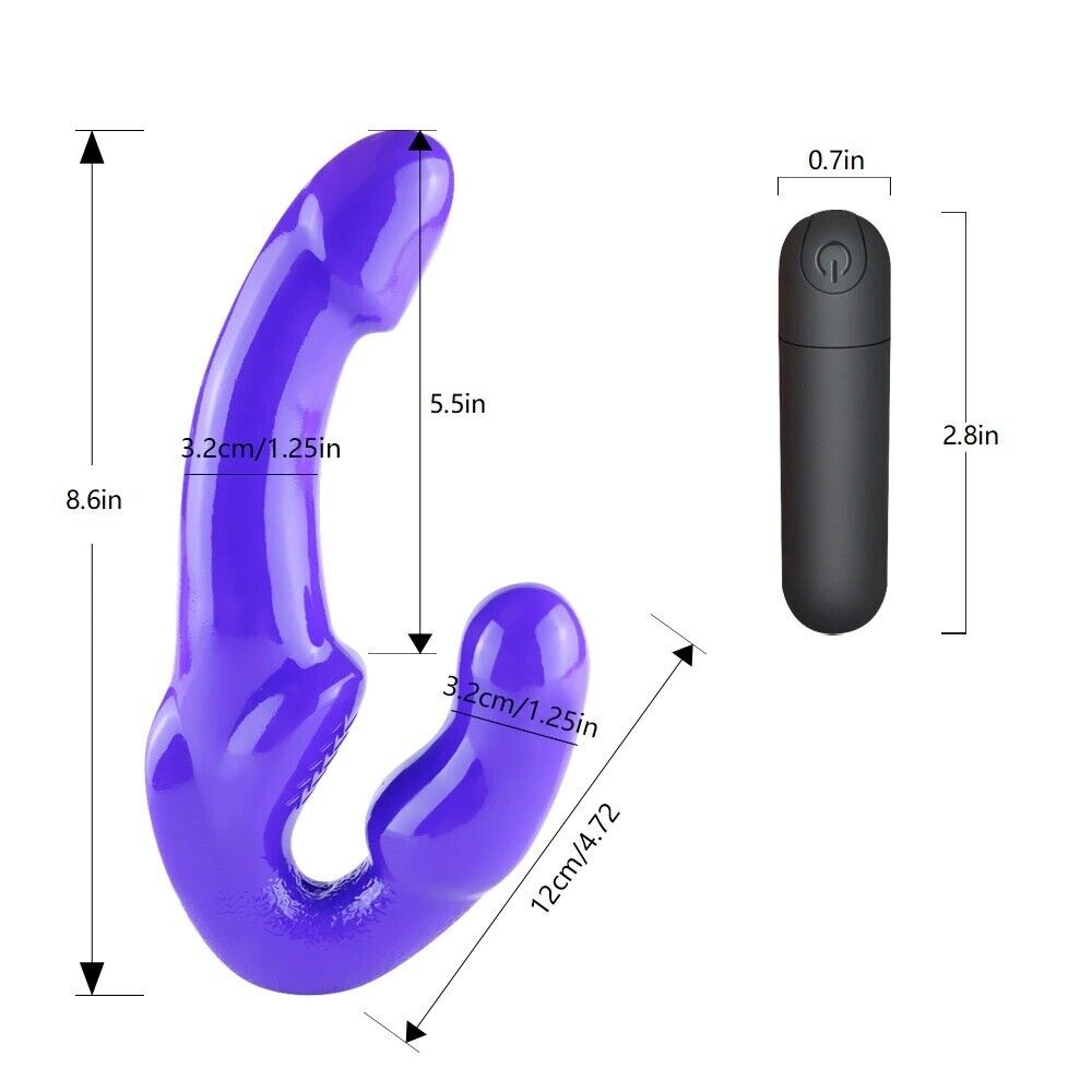 Vibrating Strapless Strap On Dildo Vibrator Double Penetration Ended Dong