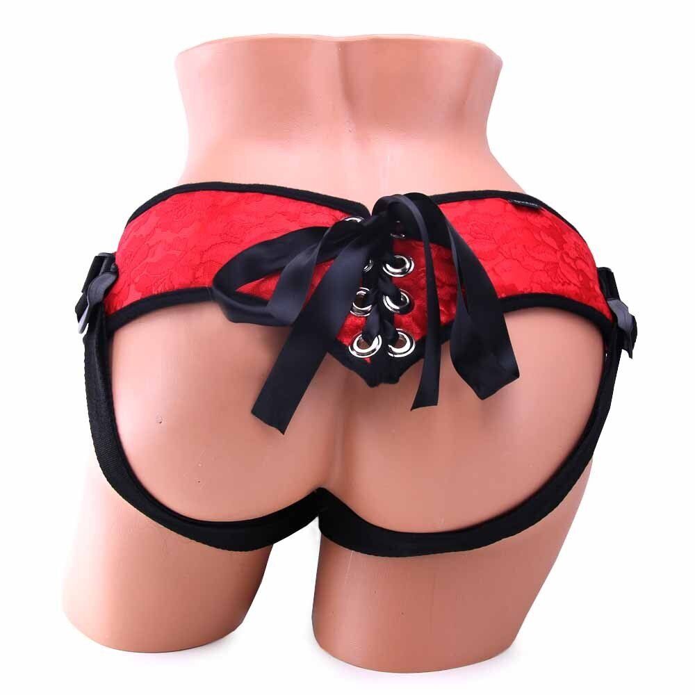 Sportsheets Red Lace Corsette Strap-On Harness with 3 Rubber O-rings