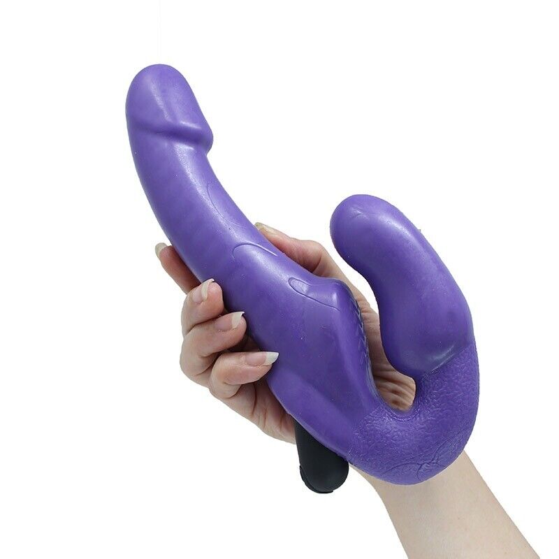 Vibrating Strapless Strap On Dildo Vibrator Double Penetration Ended Dong