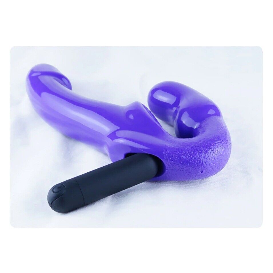 Vibrating Strapless Strap On Dildo Vibrator Double Penetration Ended Dong