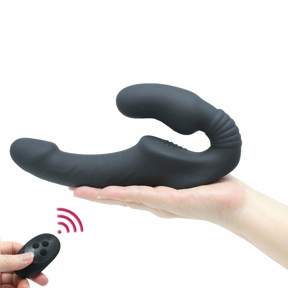 Vibrating Strapless Strap On Dildo Vibrator Double Penetration Ended Dong