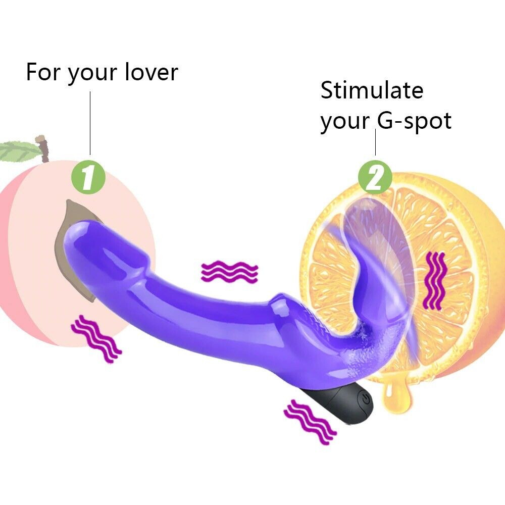 Vibrating Strapless Strap On Dildo Vibrator Double Penetration Ended Dong