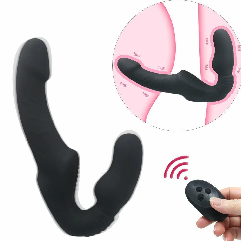 Vibrating Strapless Strap On Dildo Vibrator Double Penetration Ended Dong