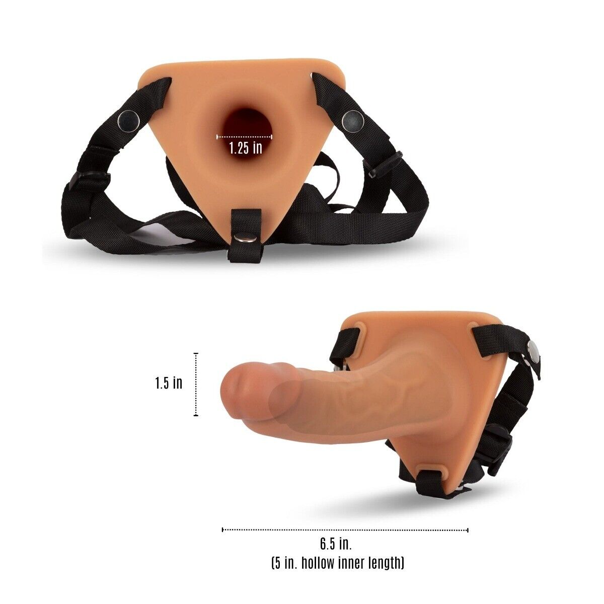 6.5" Male Men Hollow Cock Extension Strap On Dildo Dong Penis Extender Sleeve