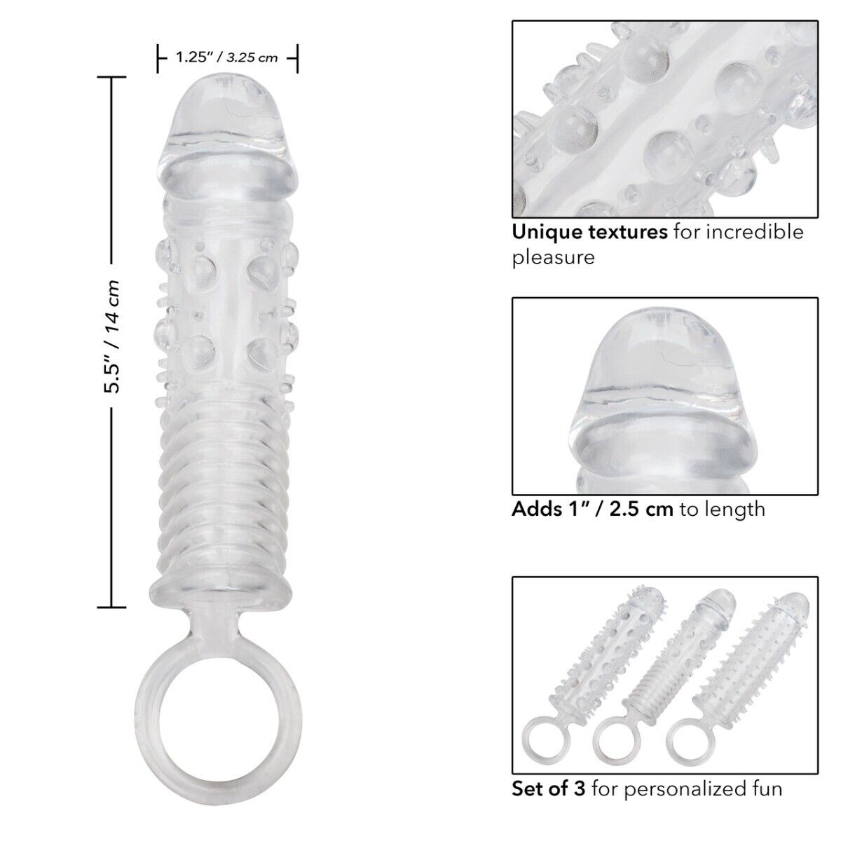 3 Penis Extension Extender Cock Sleeve Sheath Extender Length Girth Enhancer