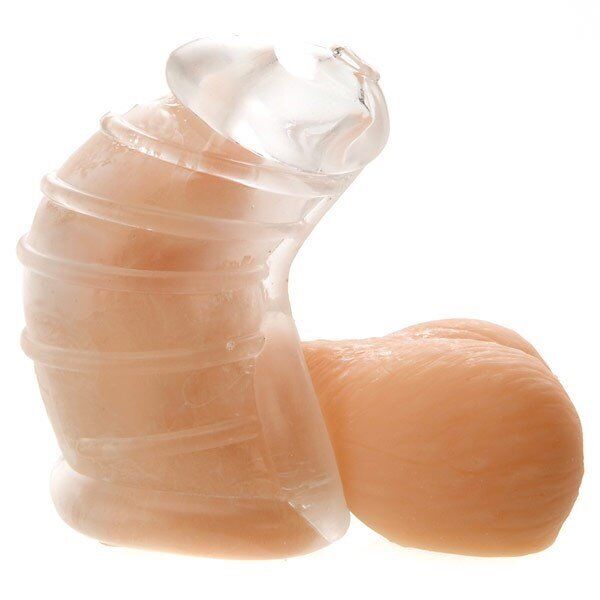 Detained Soft Clear Male Body Chastity Cage Penis Erection Restriction