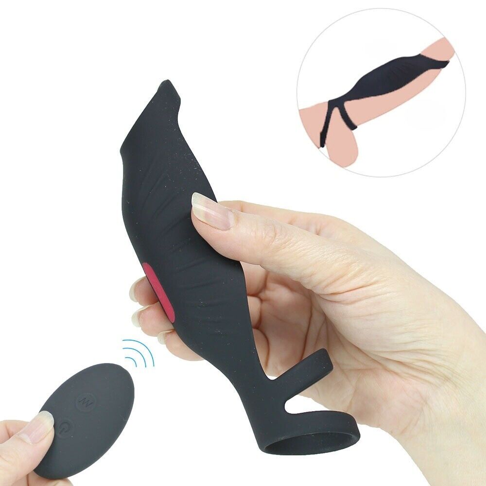 Wireless Vibrating Triple Cock Ring Penis Extension Sleeve Girth Enlarger
