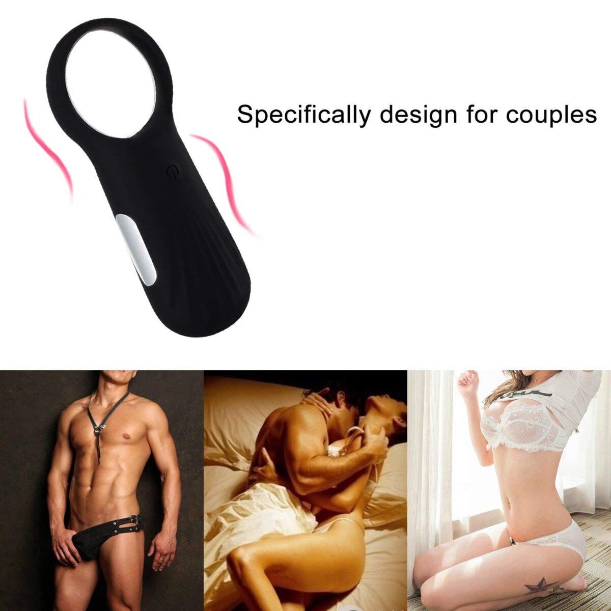 Rechargeable Vibrating Penis Cock Ring Prolong Delay Sex Toys for Men Couples
