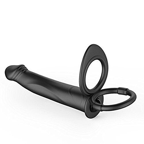Dual Double Penetrator Penetration Vibrating Penis Cock Ring DP Anal Sex Dildo