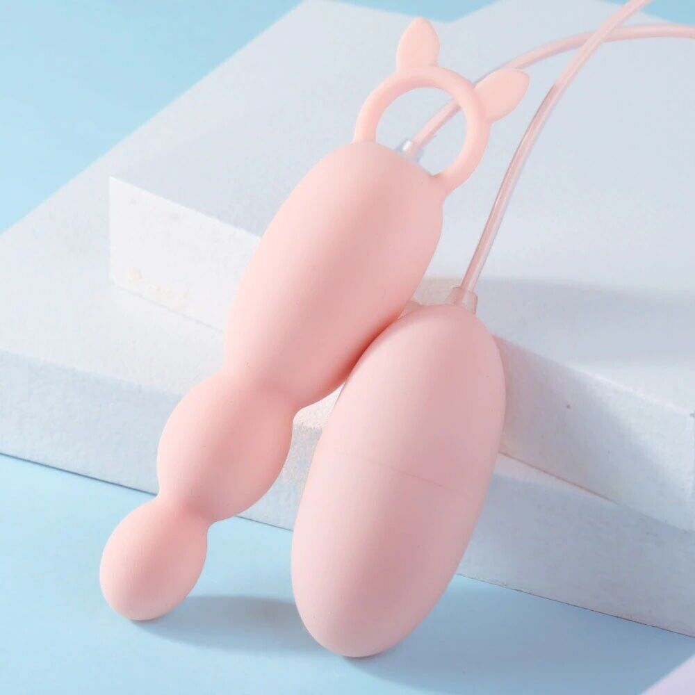 Rechargeable Clitoral Anal Double Play Vibrator Bullet Anal Beads Sex Toys