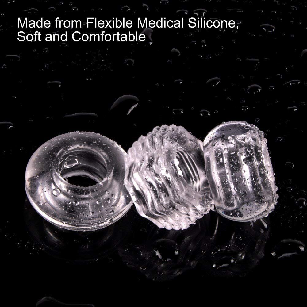 3 Soft Stretchy Thick Donut Penis Cock Ring Erection Keeper Enhancer Prolong Sex