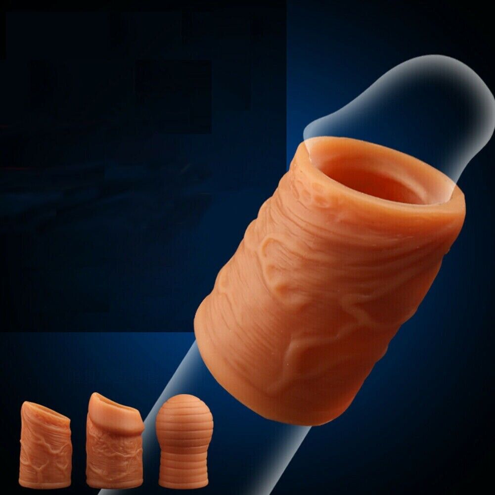 Silicone Foreskin Penis Cock Ring Prolong Delay Premature Ejaculation Enhancer