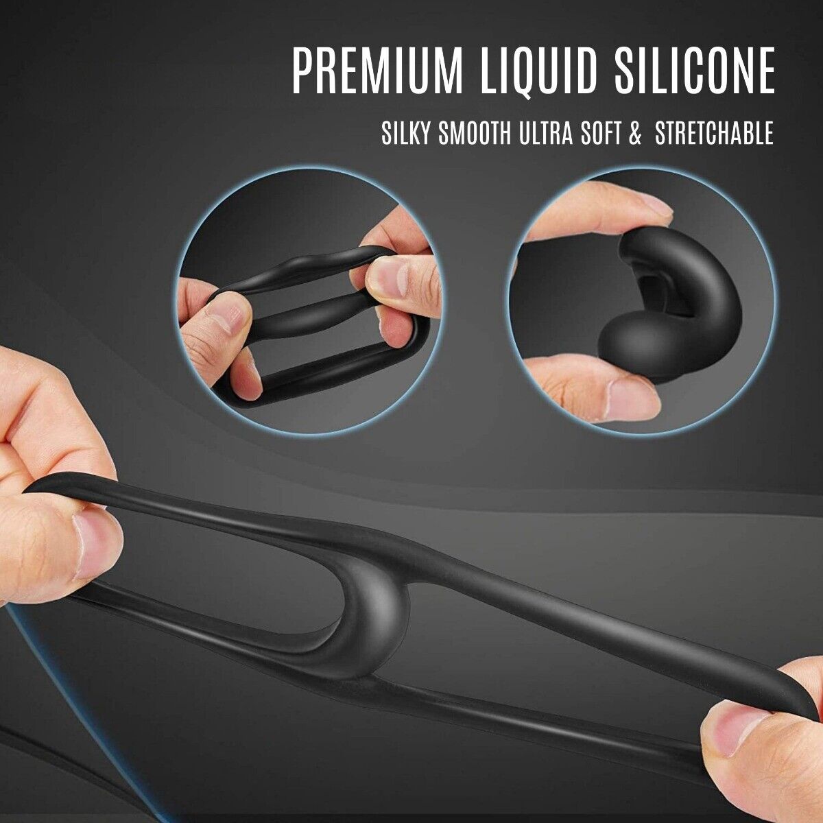 Ultra Soft Stretchy Thick Liquid Silicone Male Penis Enhancer Cock Balls Ring