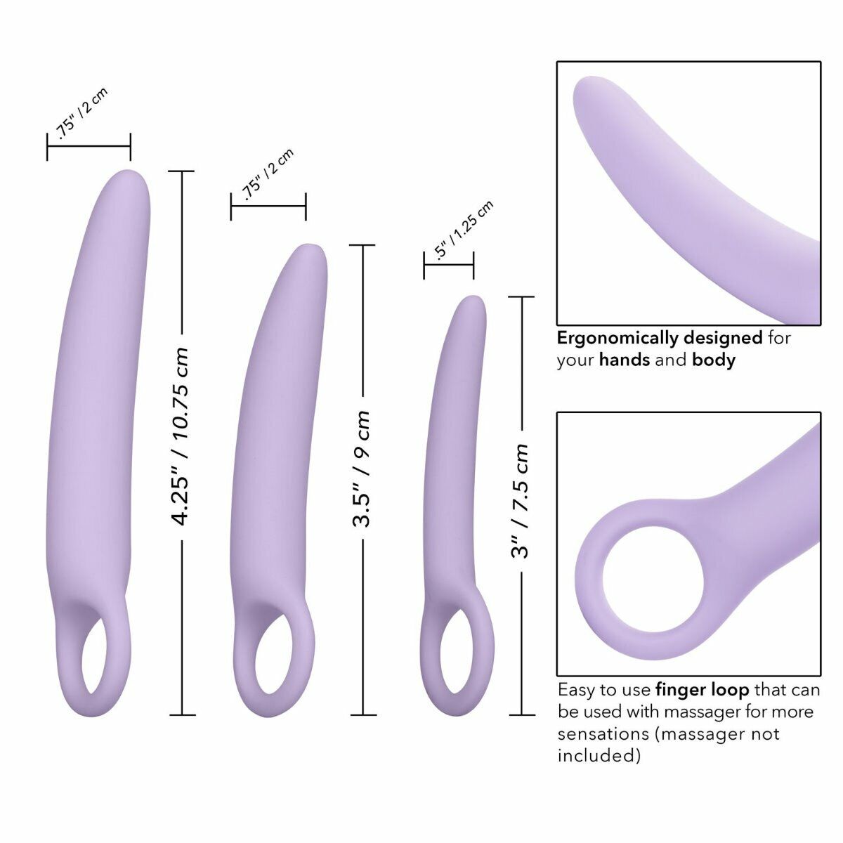 Dr Laura Berman Alena Set of 3 Silicone Dilators Pelvic Muscles Kegel Exerciser
