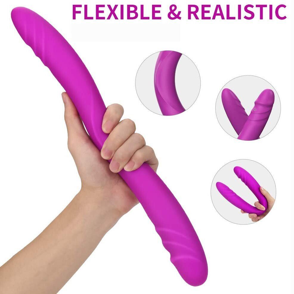 Wireless Flexible Double Ended G-spot Anal Vibrator Dildo Dong Sex-toy for Women