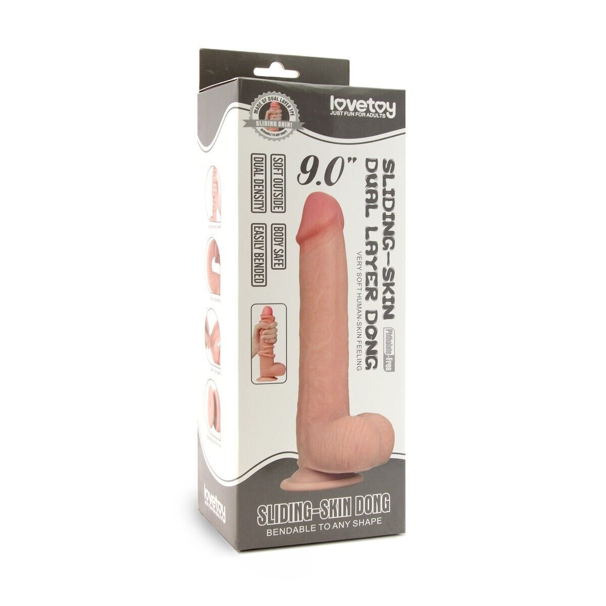 9" Bendable Realistic Soft Sliding Skin G-spot Anal Dildo Dong Suction Cup