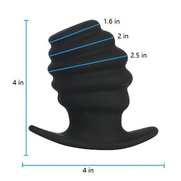 Silicone Ribbed Hollow Tunnel Butt Plug Stretcher Anal Play Sex Toys