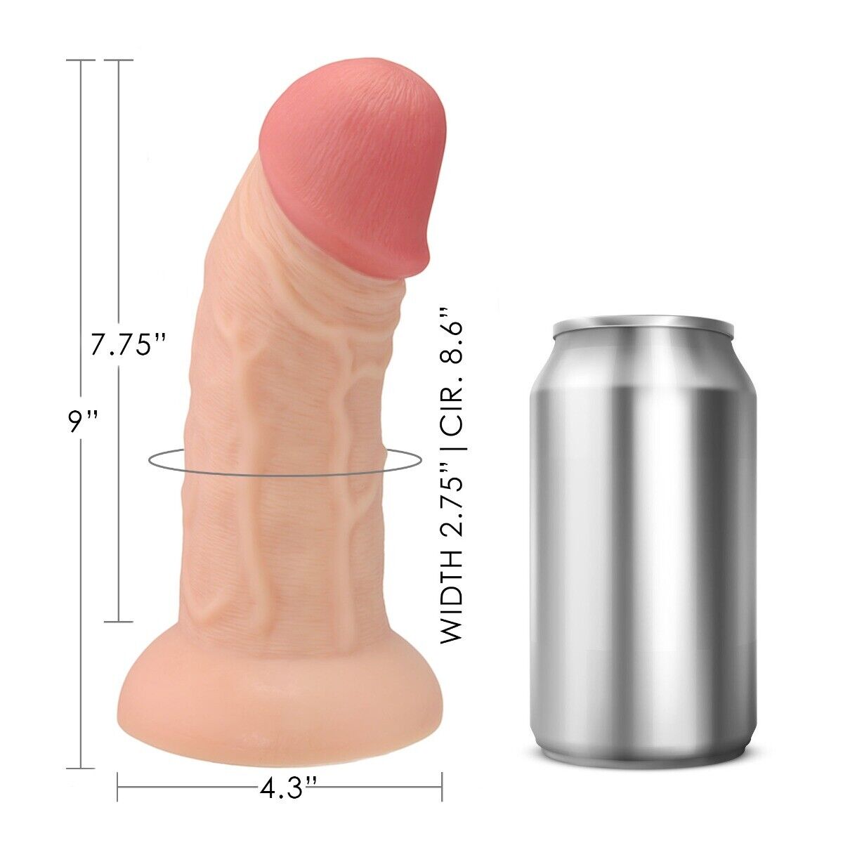 XXL 9" Huge Thick Realistic Anal G-spot Dildo Dong Cock Suction Cup Base