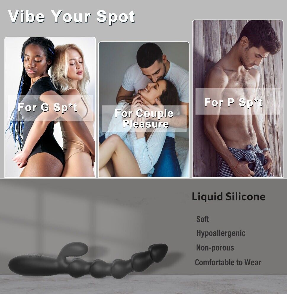 Bendable G-spot Clit Anal Rabbit Vibrator Beads Prostate Massager Sex Toys