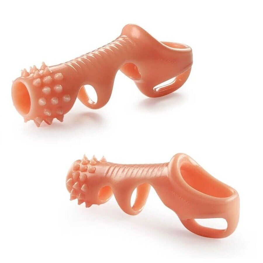 Male Penis Extension Sleeve Sheath Cock Ball Ring Girth Enhancer Enlarger