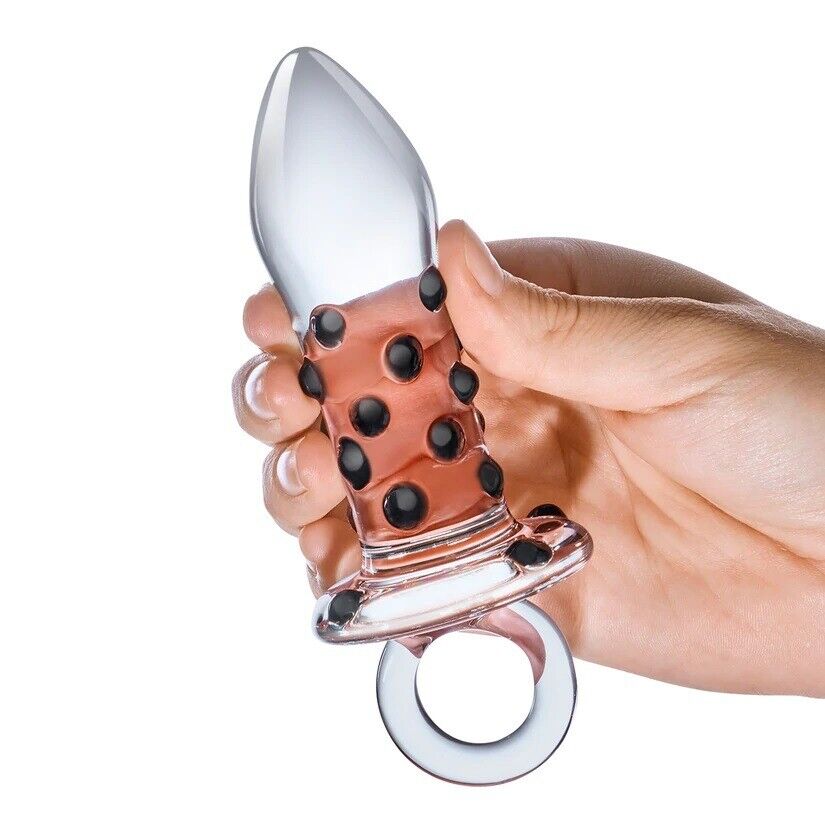 Pacifier Glass Nubbed Anal Butt Plug Beginner Anal Sex Trainer Toy