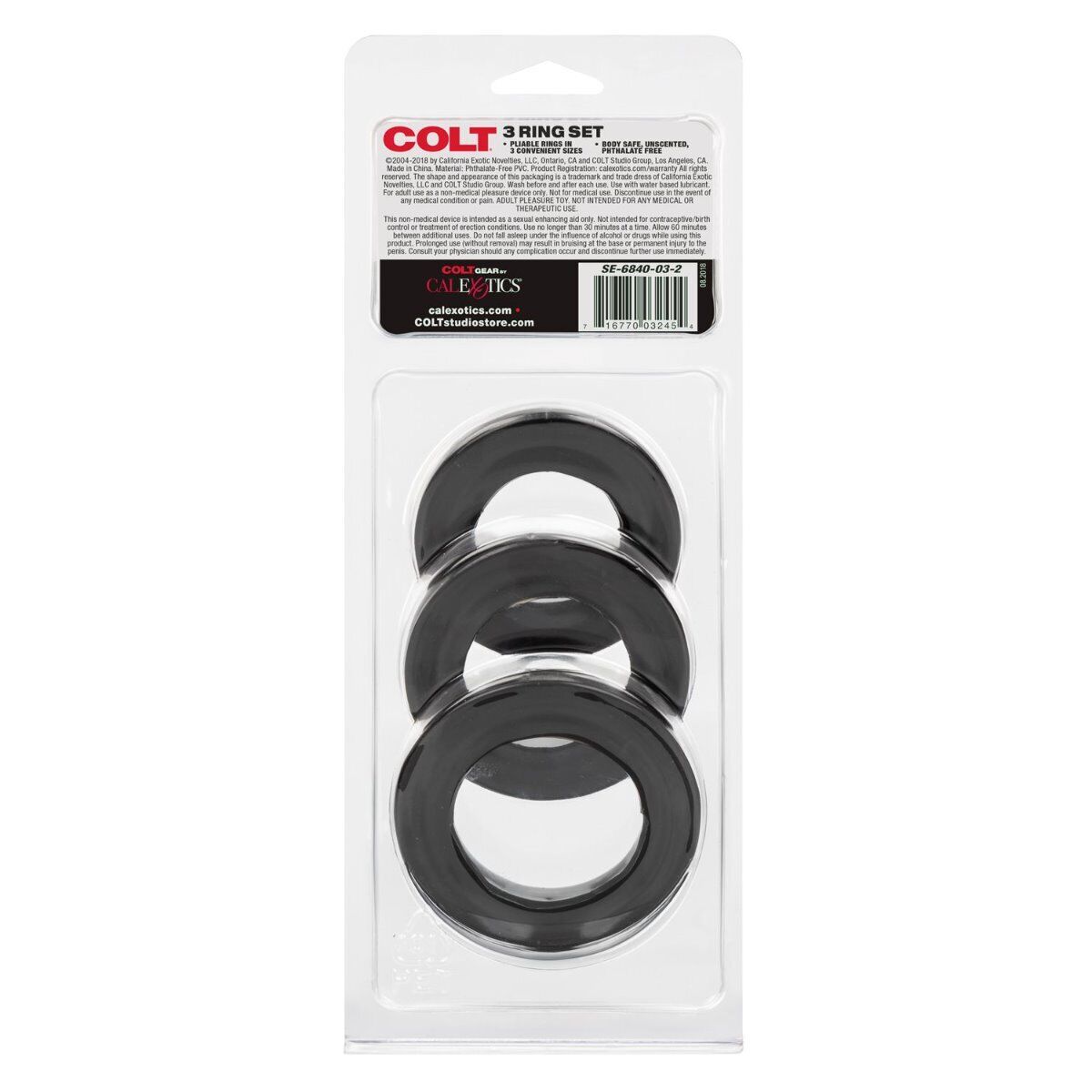 Colt 3 Rubber Cock Ring Set S M L Male Penis Erection Enhancer Prolong Delay Sex