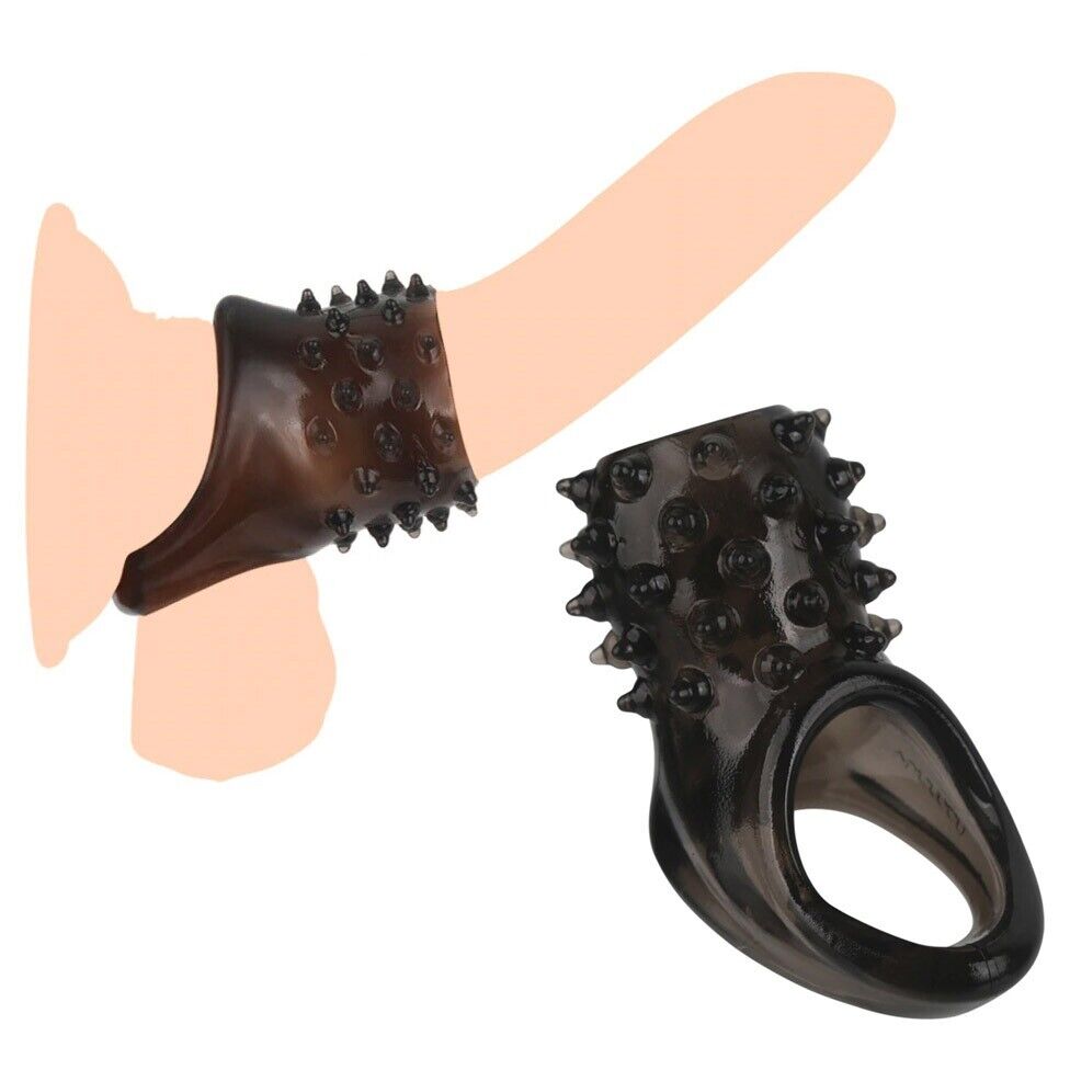 Nubby Male Penis Erection Enhancer Extension Sleeve Cock Cage Ball Ring Sheath